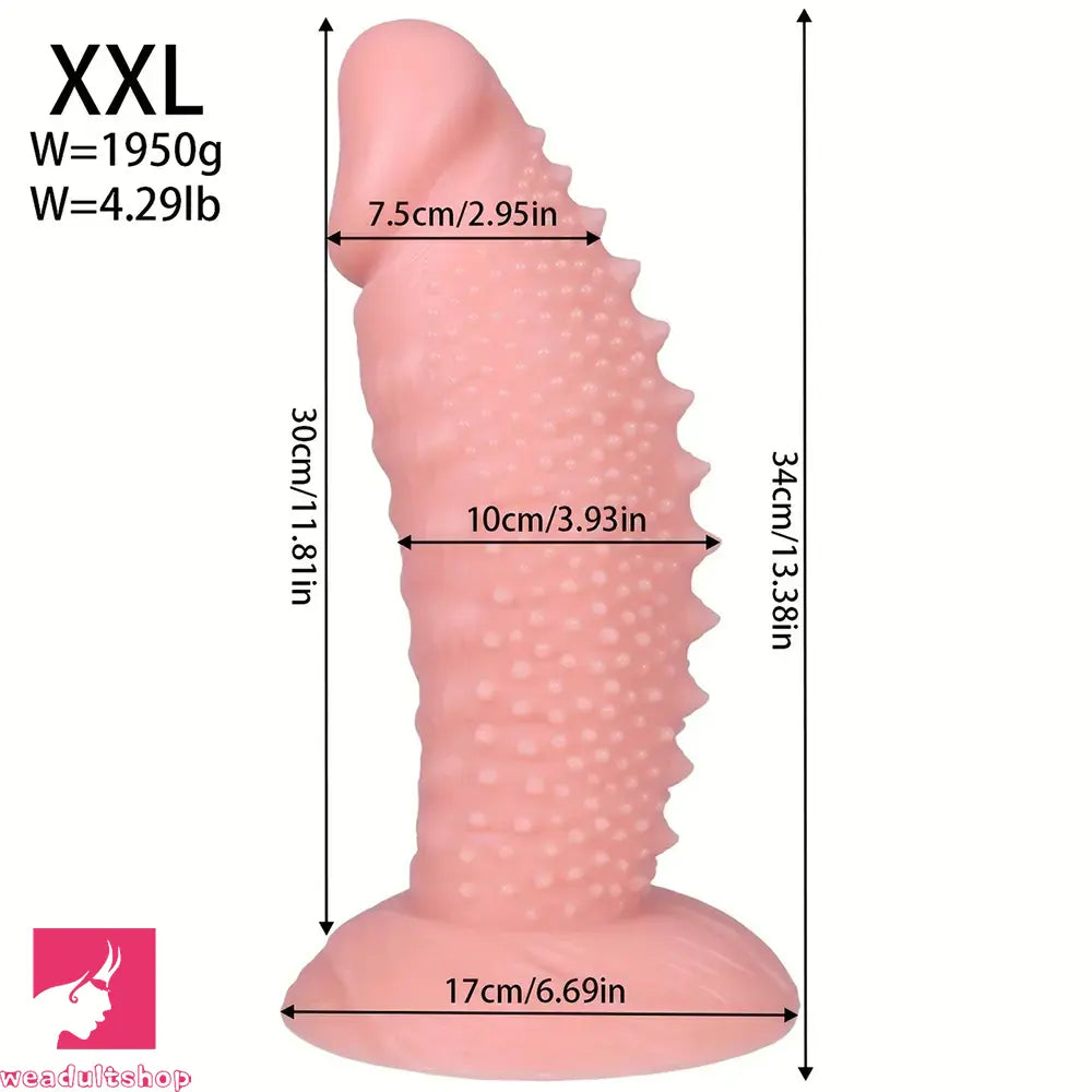 7.08in 8.66in 10.23in 11.81in 13.38in PVC Monster Large Barbed Particles Dildo