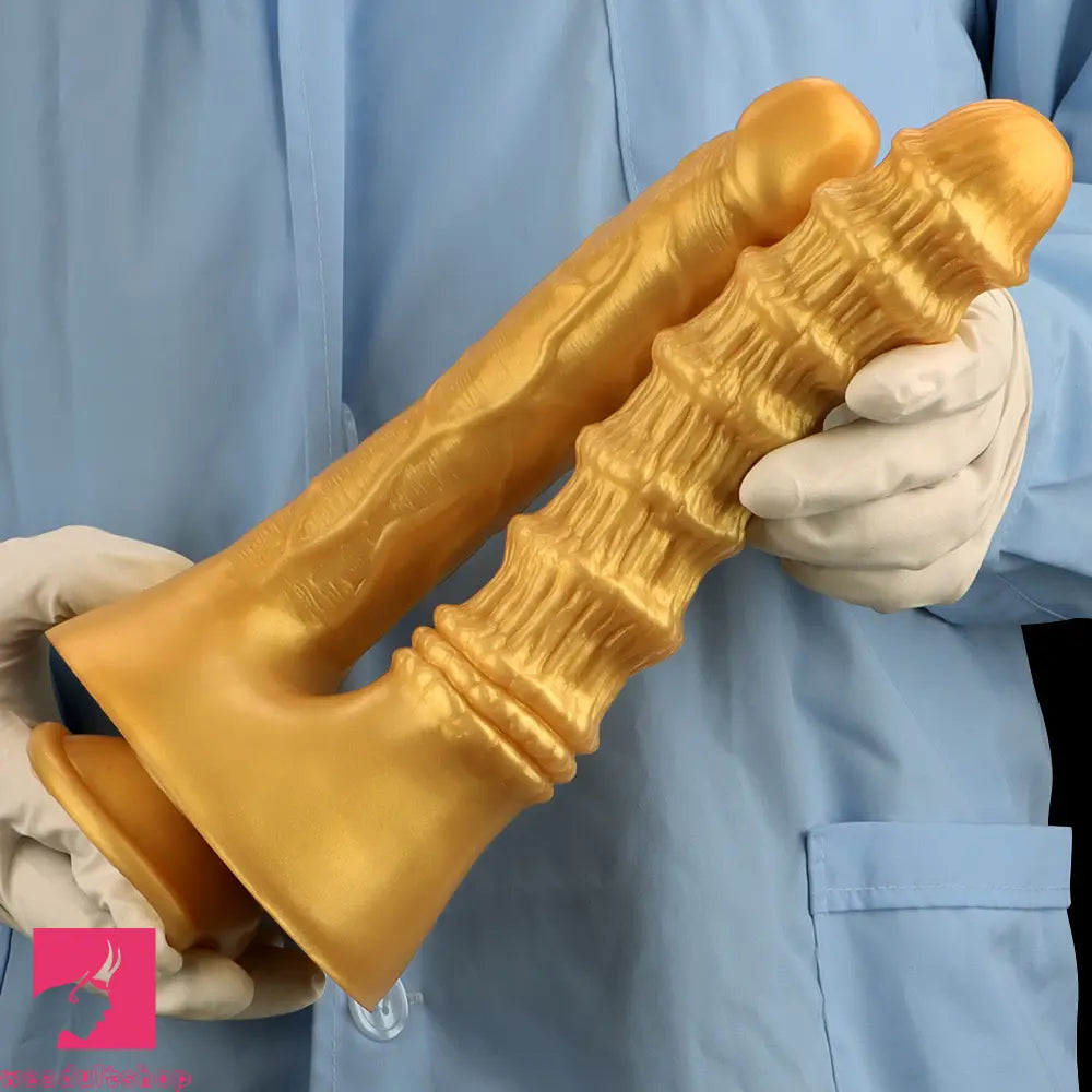 10.82in Big Silicone Soft Gold Double-headed Dildo For Female Lesbian Sex