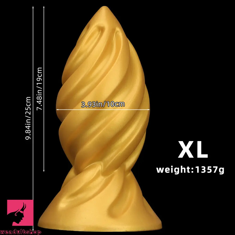 6.49in 7.67in 9.05in 9.84in Golden Silicone Spiral Thread Women Dildo