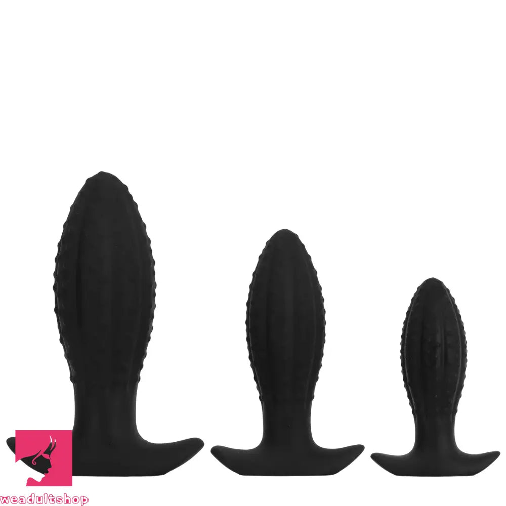 4.52in 5.7in 7.08in Black Bodysafe Ultra-silicone Small Anal Plug Cock Dildo