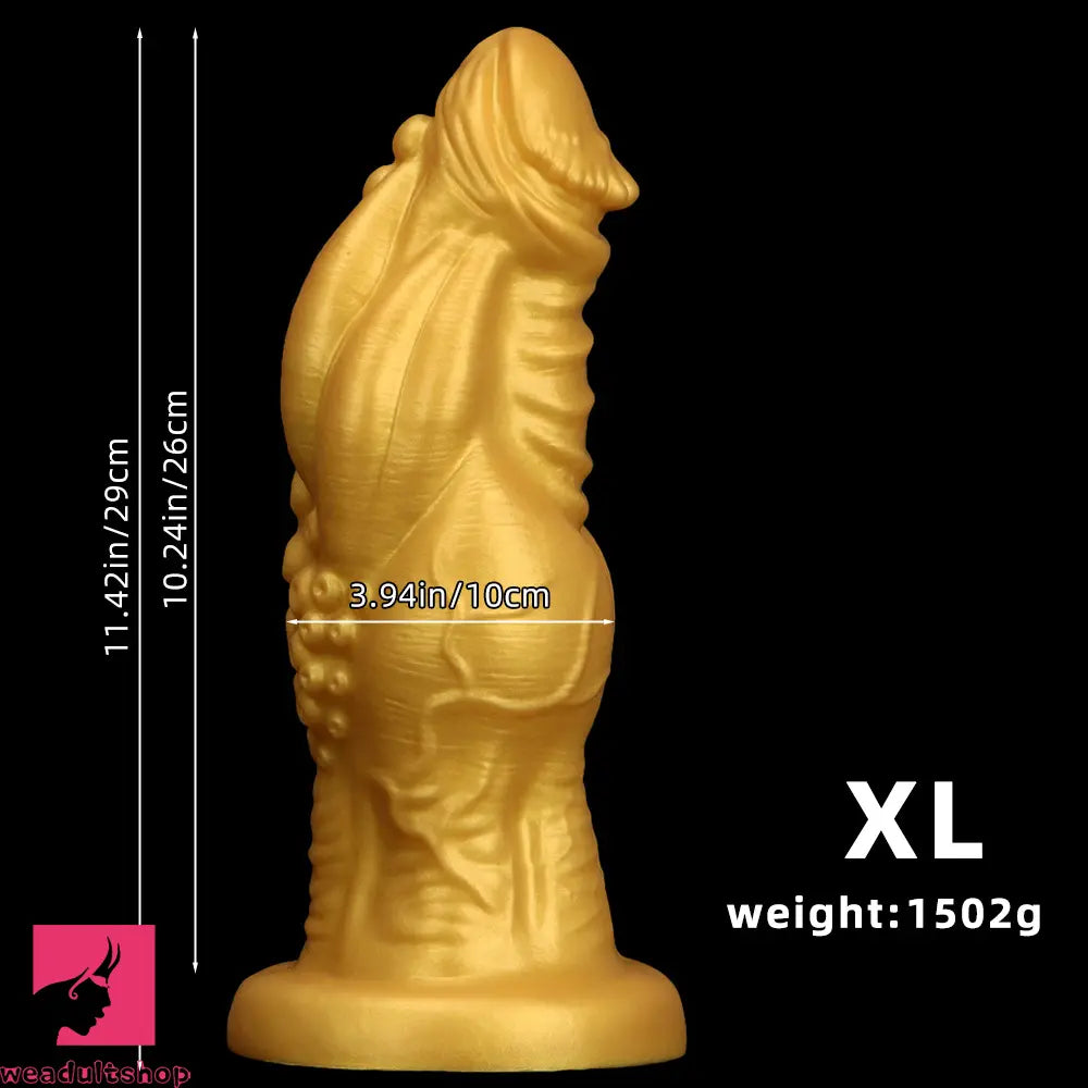 8.66in 9.06in 9.84in 11.42in 12.4in Golden Silicone Fantasy Soft Anal Dildo
