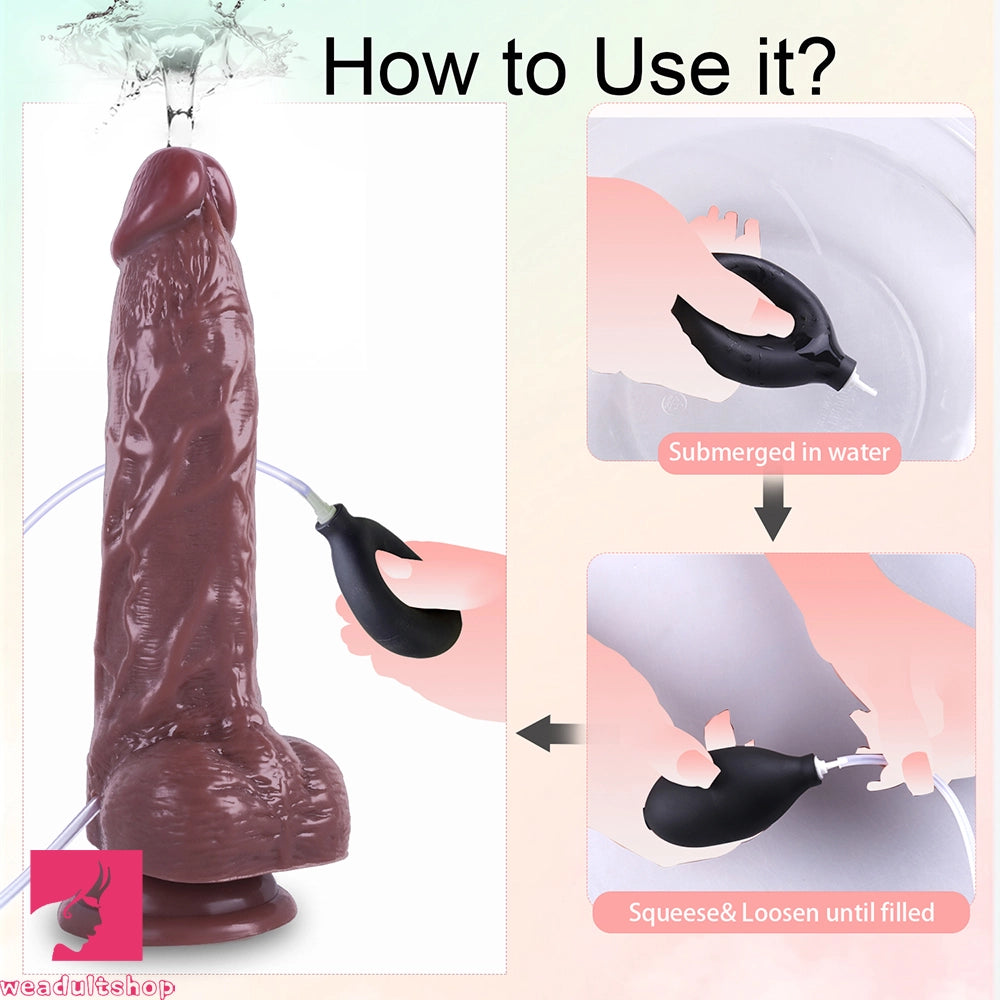 9.05in Big Skin Ejaculating Dildo Suction Cup Anal Toy Vaginal Massager