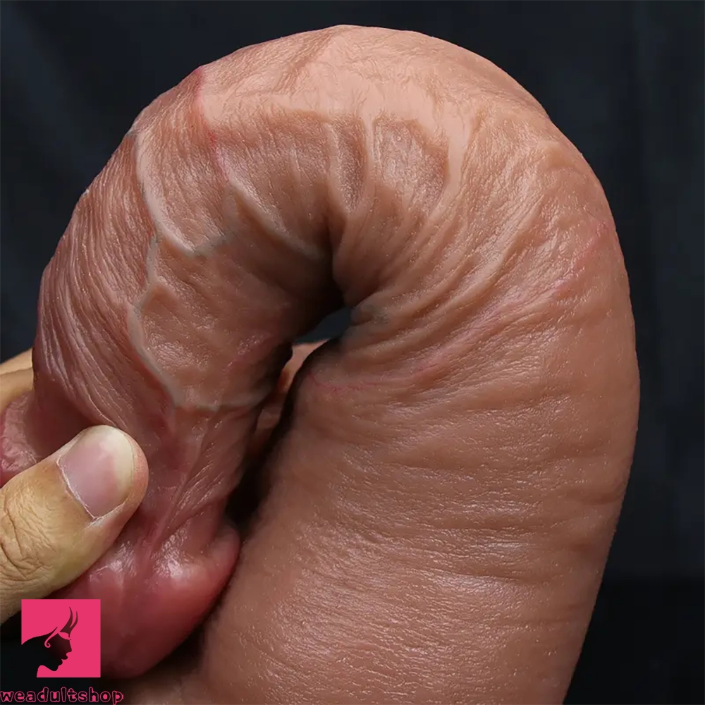 11.8in Huge Soft Lifelike Real Skin Thick Cock Double Layer Massage Dildo