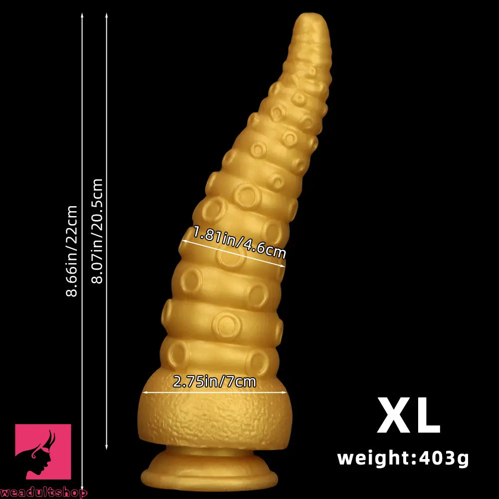 6.1in 6.88in 8.26in 8.66in Gold Silicone Multi-size Octopus Thick Sex Dildo