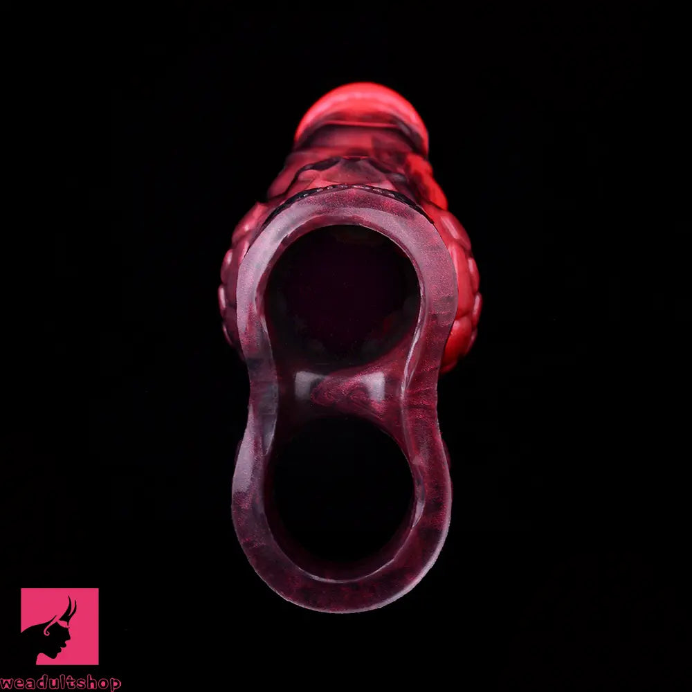 5.98in Silicone Dog Cock Hollow Sleeve Knot Dildo With Cock Ring For Clit