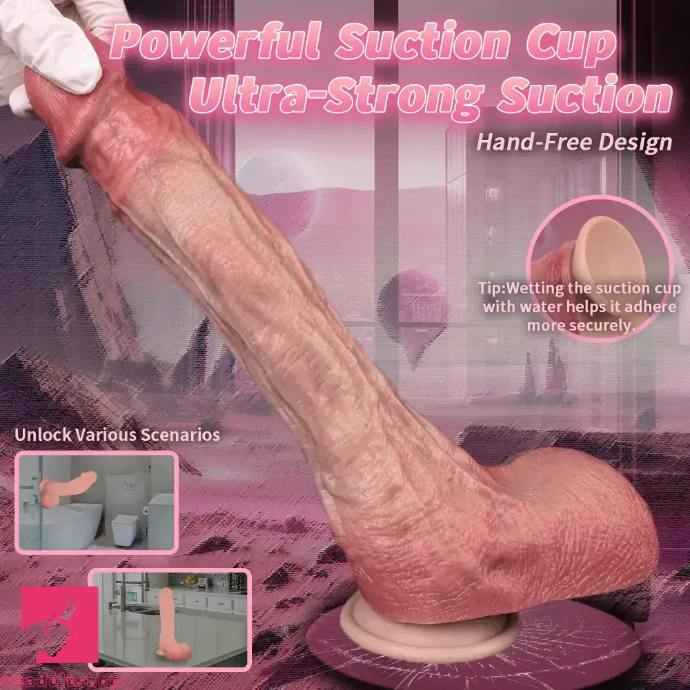 10.12in Double-layer Liquid Silicone Skin-like Soft Big Lifelike Cock Dildo