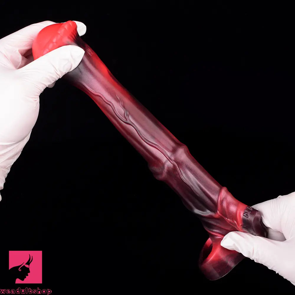 5.58in 7.17in Silicone Horse Penis Sleeve Cock Ring Hollow Vibrating Dildo