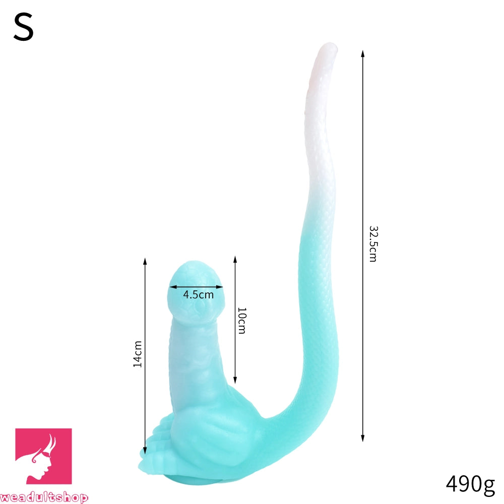 12.8in 15.35in Dinosaur Silicone Soft Big Glowing Penis Dildo For Women