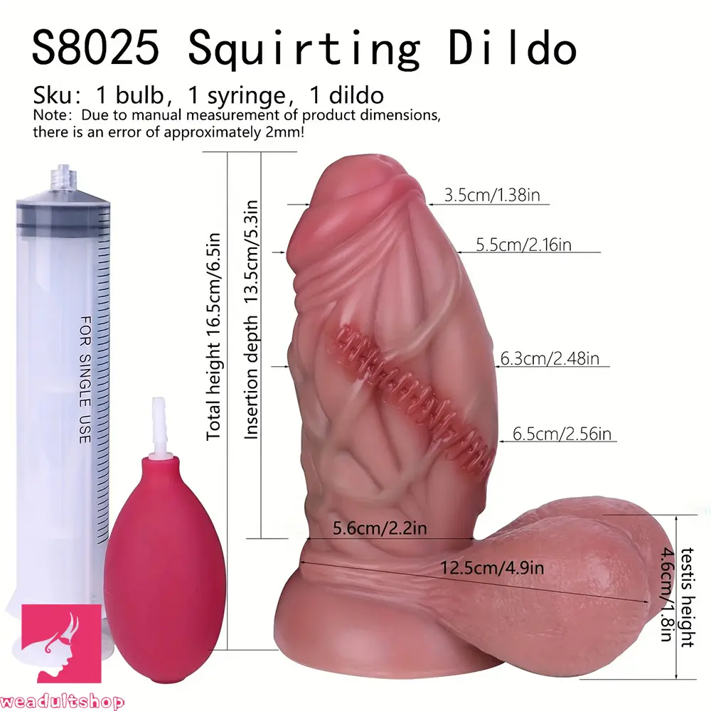 6.5in Realistic Silicone Lifelike Glans Foreskin Dildo with Squirting Game