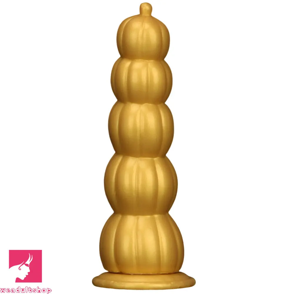 7.28in 8.66in 9.84in Golden Silicone Halloween Pumpkin Anal Odd Dildo