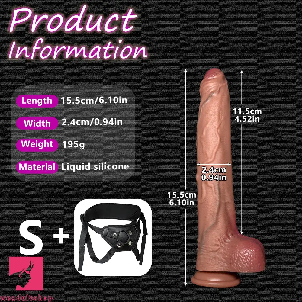 6.1in 7.87in 9.64in 11.41in 13.38in Strap on Lifelike Foreskin Long Big Dildo