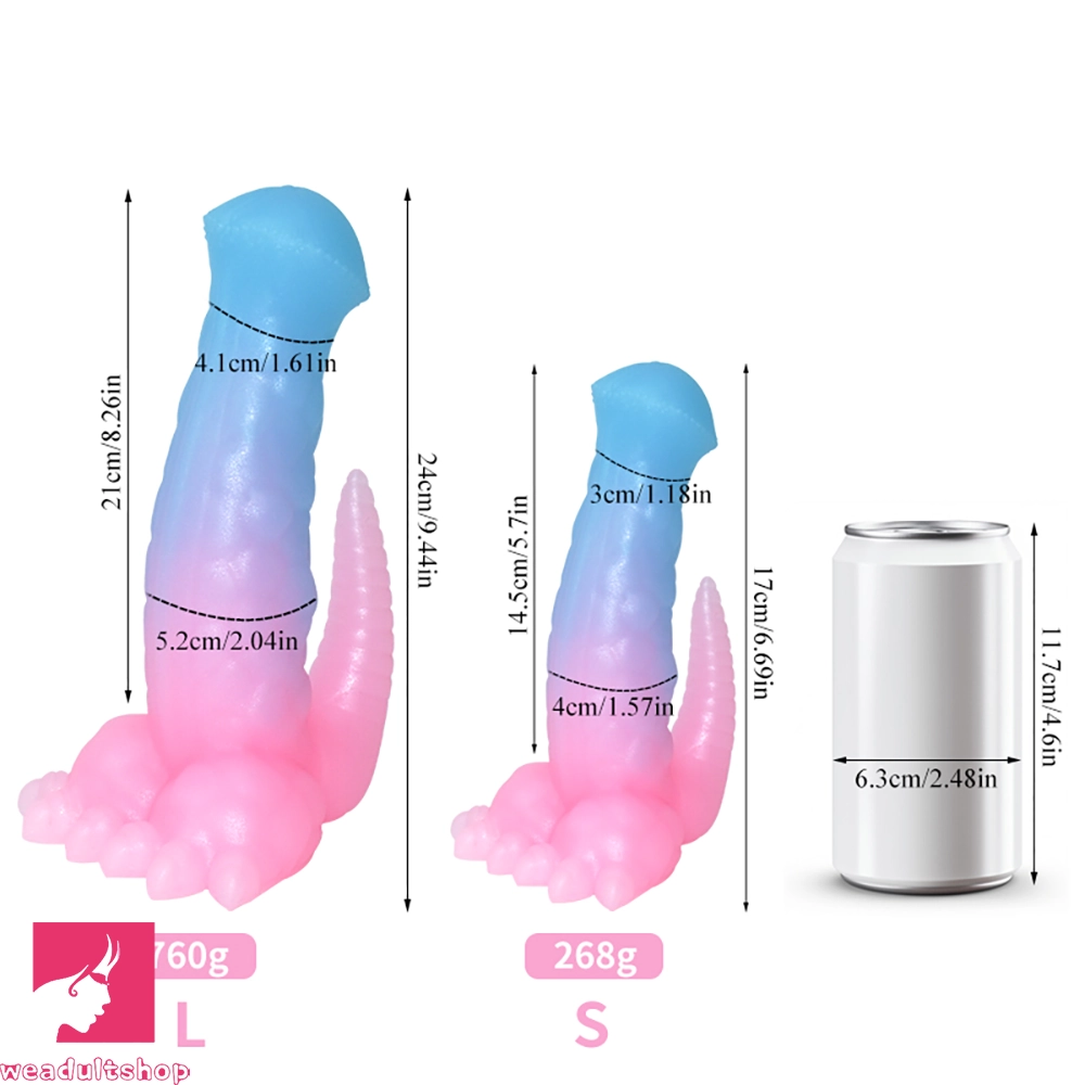 6.69in 9.44in Horse Dinosaur Luminous Monster Soft Dildo For Prostate