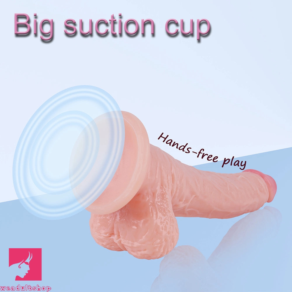 9.45in Flesh Realistic Big Soft Dildo Erotic Suction Cup Adult Anal Sex Toy