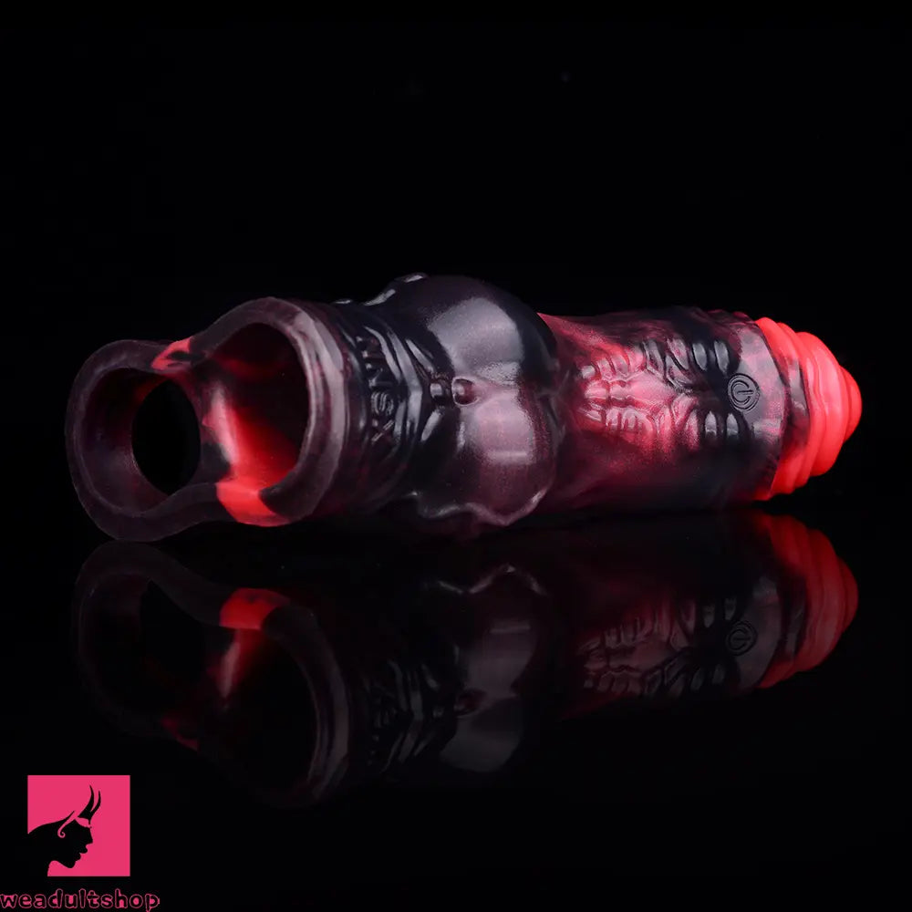 5.91in Silicone Vibrating Dog Tentacle Dildo Sleeve Knot Dildo With Cock Ring