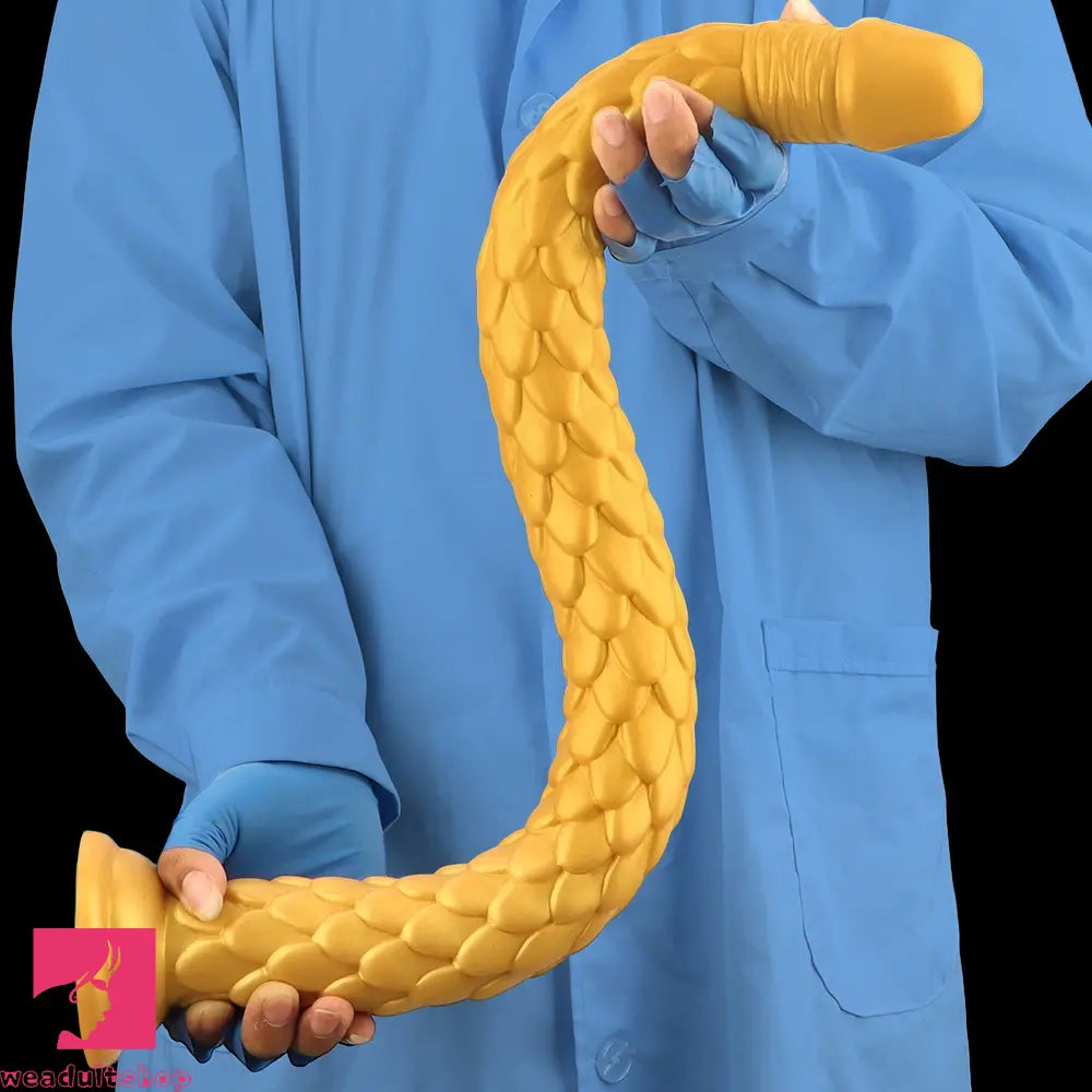 24.4in Gold Silicone Extra-long Scales Huge Dildo For Women Men Cock