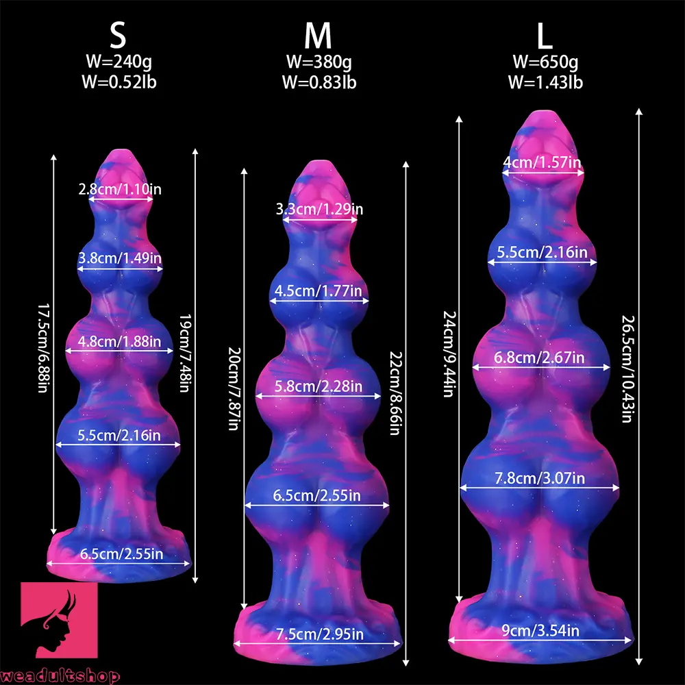 7.48in 8.66in 10.43in Monster Knot Silicone Fantasy Dildo G-spot Odd Cock
