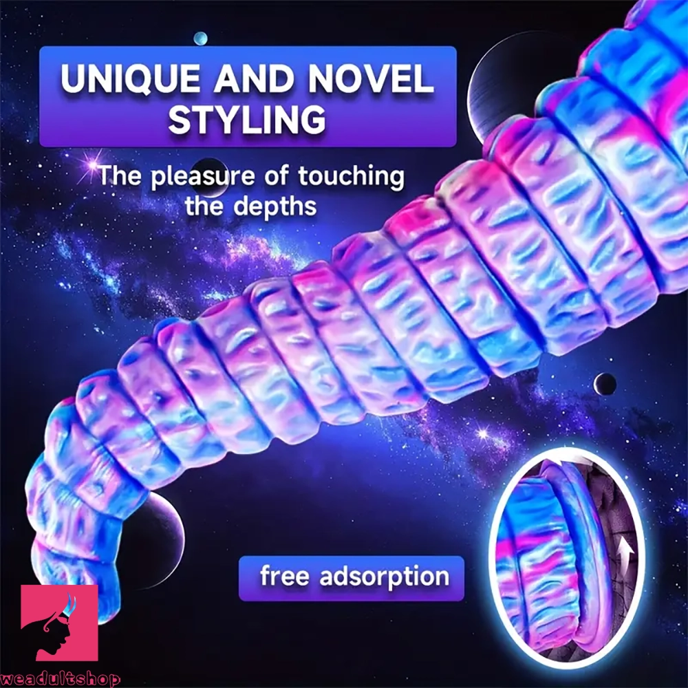 12.59in Monster Silicone Thick Tapered Head Raised Ridge Big Clit Dildo