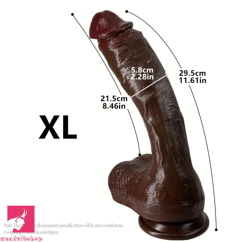 Multi-Size Ebony Liquid Silicone Female Realistic Thick Cock Soft Dildo