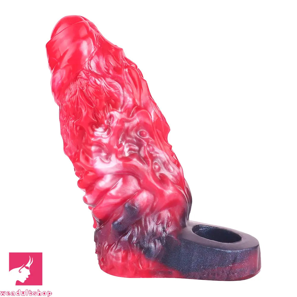 5.98in Uncut Soft Hollow Dildo Built-in keel Vibration Remote Penis Sleeve