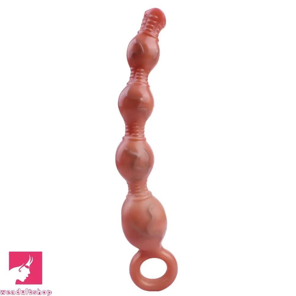 10.5in Big Vibrating Silicone Soft Pulling Beads G Spot Dildo With 3 Motors