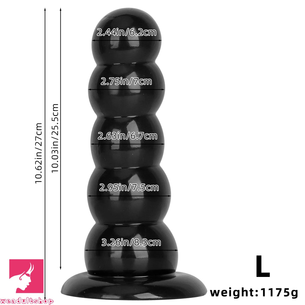 7.08in 9.05in 10.62in Black Beads Tower Five Bead Big Anal Plug Cock Dildo