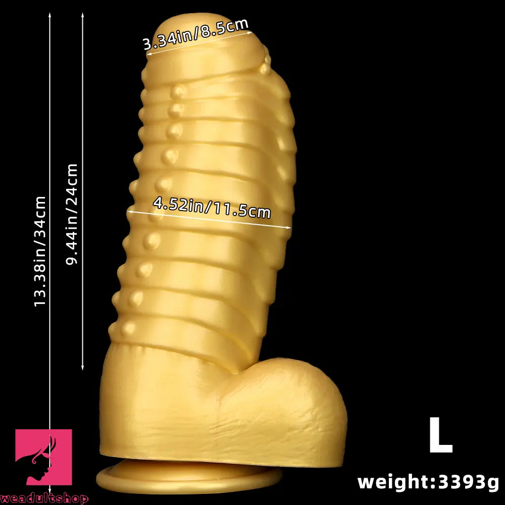 12.2in 13.38in Golden Liquid Silicone Giant Caterpillar Anal Thick Cock Dildo