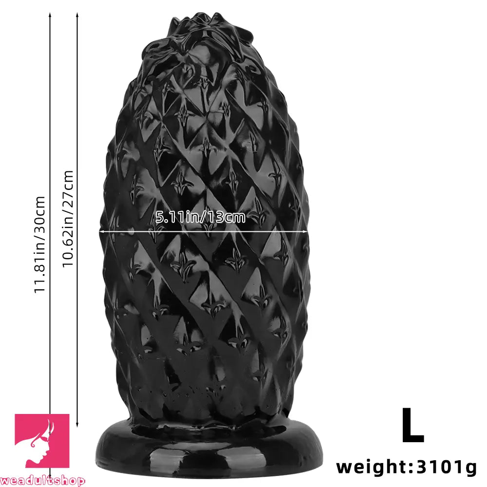 8.26in 10.03in 11.81in Black Big Pineapple Penis PVC Thick Anal Cock Dildo