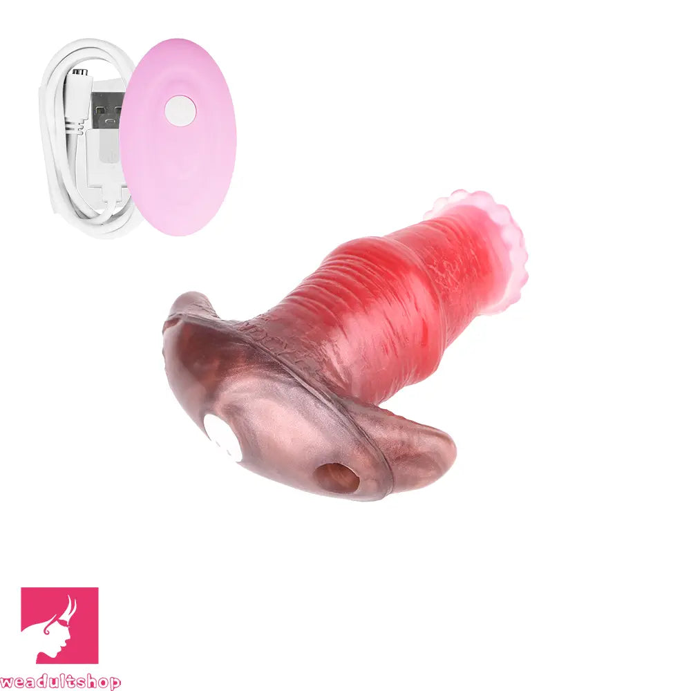 2.91in-8.85in Horse Cock Wearable Gag Fox Tail Vibrator Anchor Cock Dildo