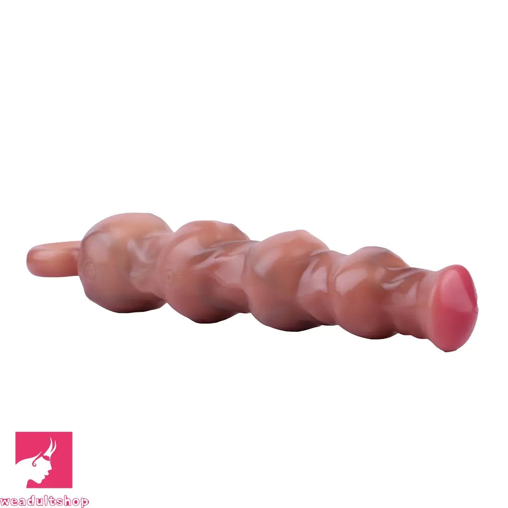 10.5in Big Vibrating Silicone Pulling Beads G Spot Horse Dildo With 3 Motors