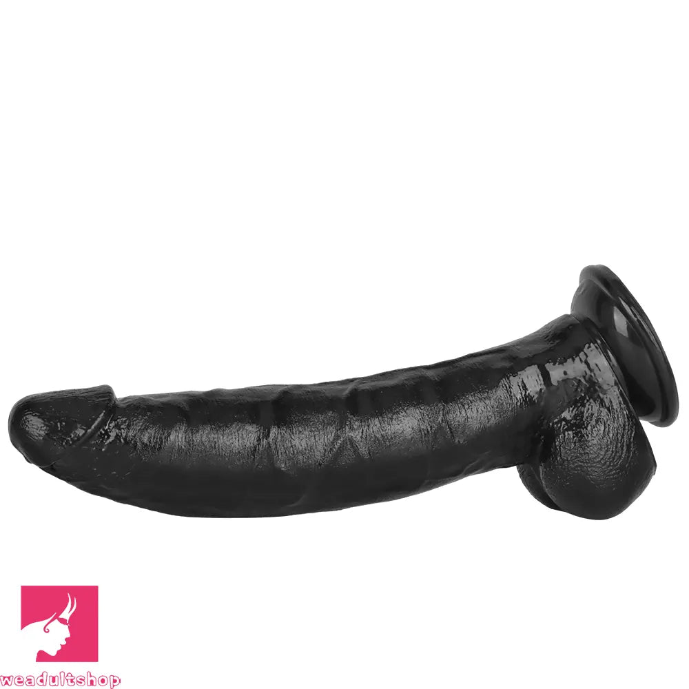 12.2in Big Black PVC Cock Dildo Suction Cup Hand-Free Play Gay Sex Toy