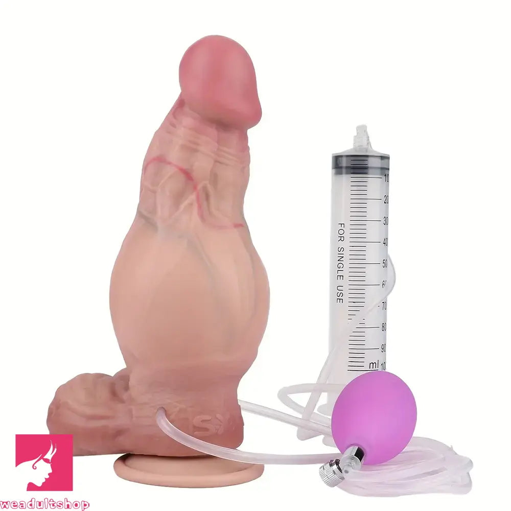 8.27in Silicone Inflatable Cumming Soft Big Dildo Suction Cup Female Prostate