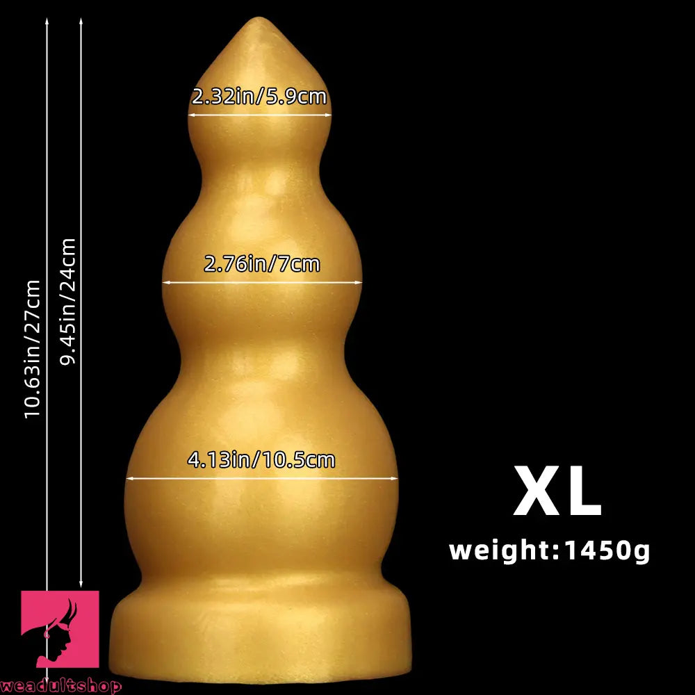 4.13in 5.91in 8.27in 10.63in Golden Soft Gourd-shaped 3-beads Dildo