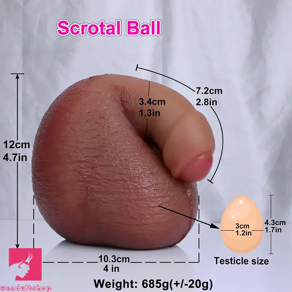 4.7in Realistic Scrotal Ball Soft Silicone Dilation Toy With Two Testicles