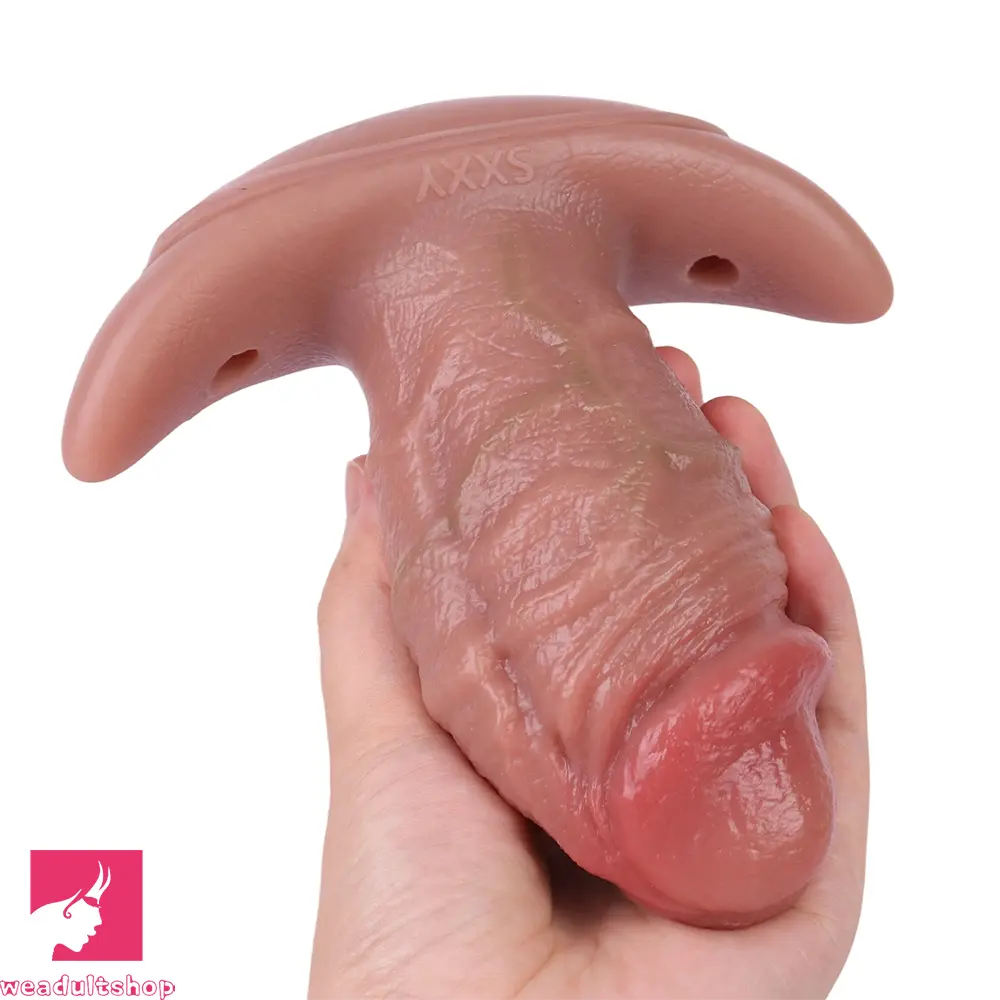 5.8in Vibrating Realistic Feeling Cock Dildo Butt Plug Tail Mouth Gag Cock