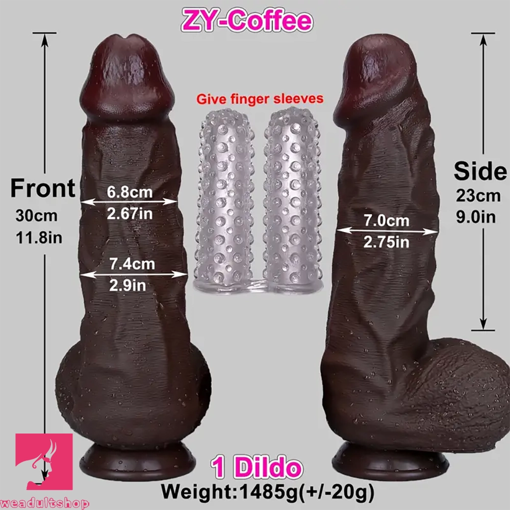 11.8in Thick Realistic Veins Huge Soft Dildo Double-layer Prostate Massage