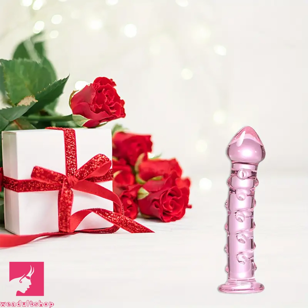 6.61in Clear Glass Adult Sex G-spot Spiked Dildo G Spot Stimulation Toy