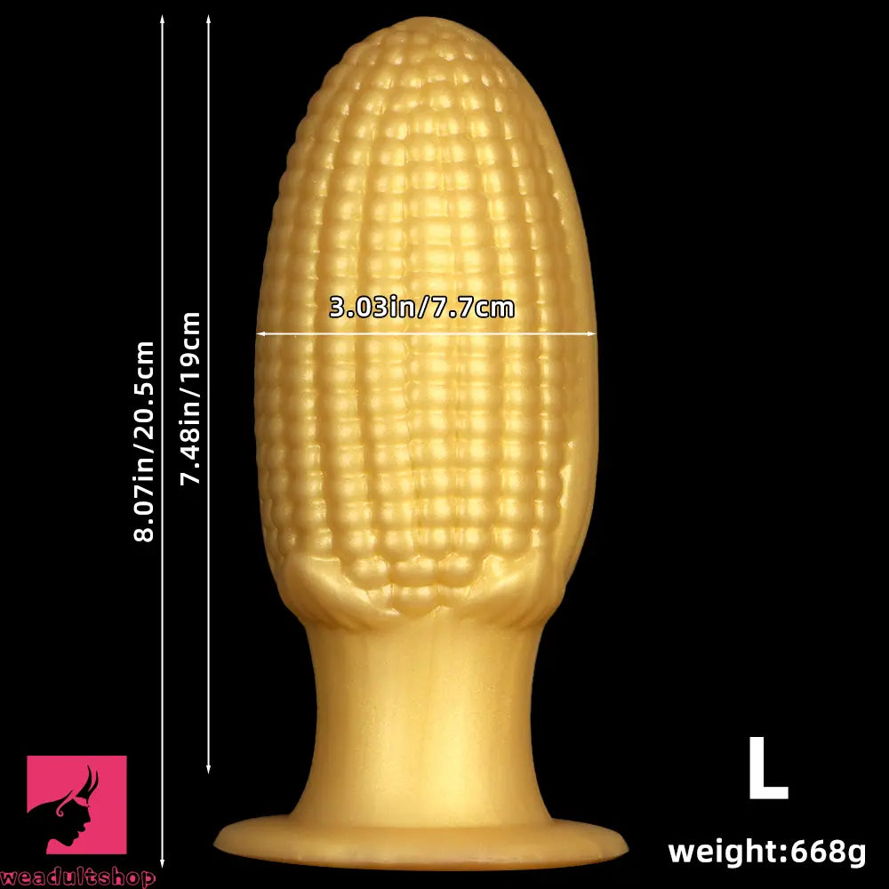 5.9in 6.7in 8.07in Liquid Silicone Thread Granules Soft Corn Gold Cock Dildo