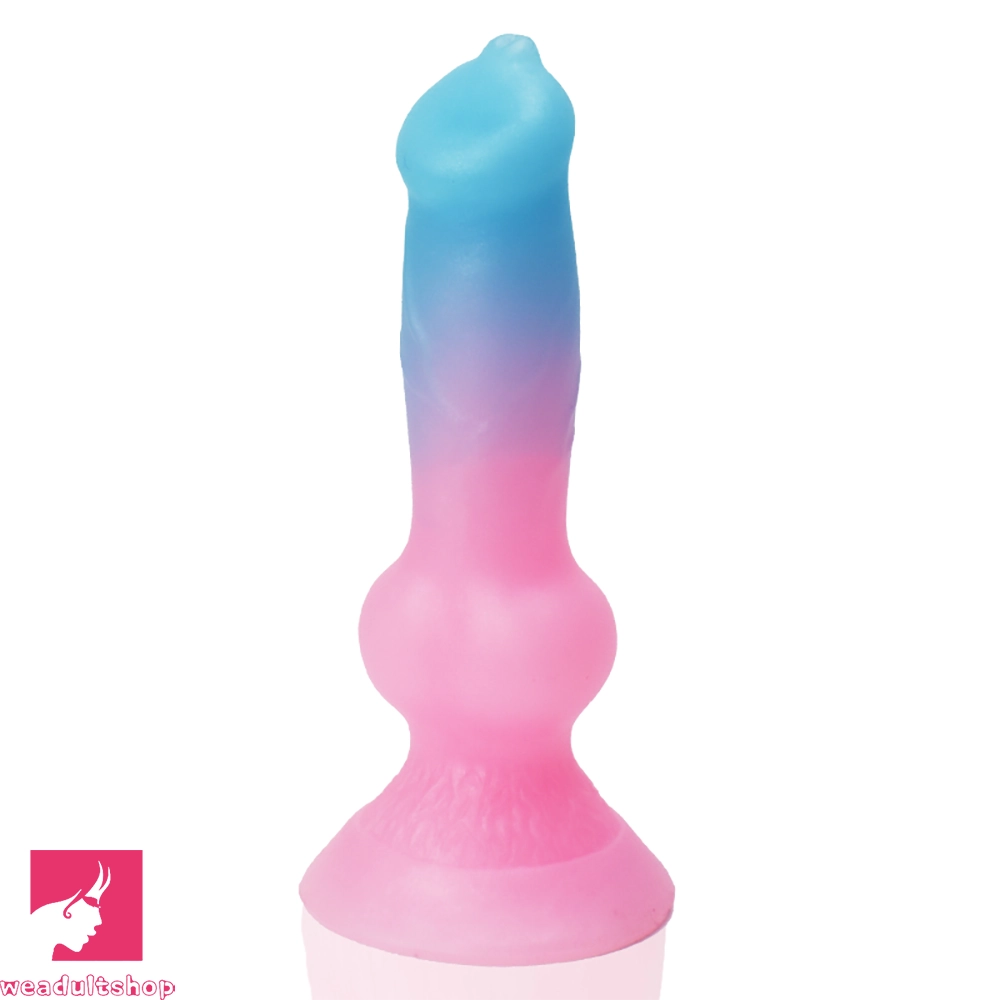 7.49in Dog Cock Knot Dildo Silicone Soft Animal Cock Luminous Clit Dildo
