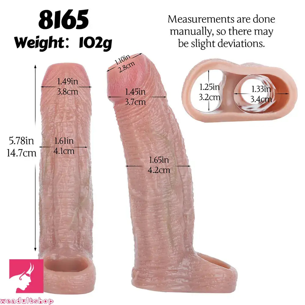 5.78in Real Skin Silicone Cock Sleeve Dildo Penis Sex Toy For Men Using Time