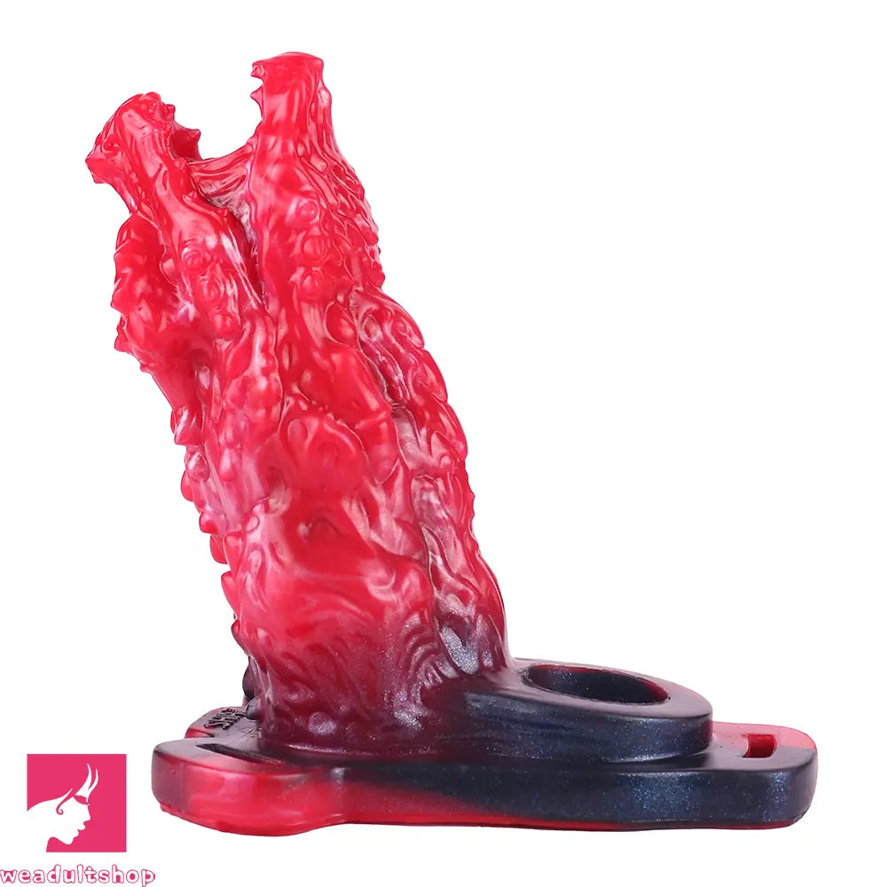 5.62in Hollow Dildo Built-in Keel Vibration Remote Strapon Animal Penis Sleeve