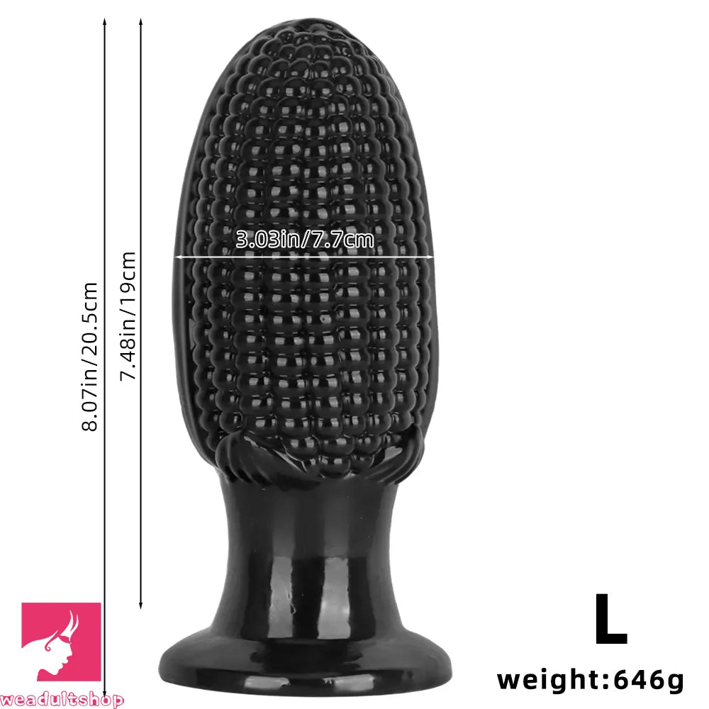 5.9in 6.7in 8.07in Black PVC Thread Granules Corn Dildo For Anal Cock