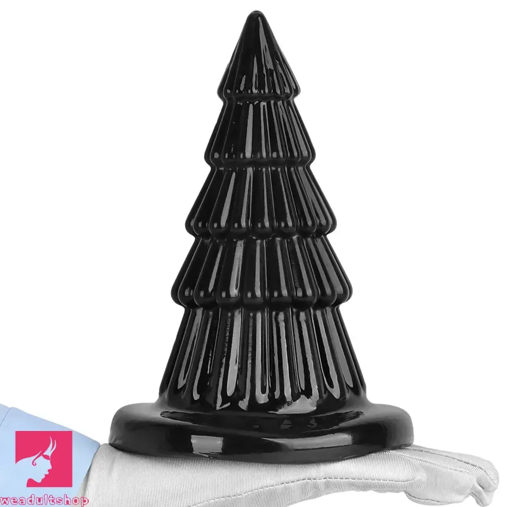 7.67in Christmas Tree PVC Black Extra Butt Plug Cock Dildo With Suction Cup