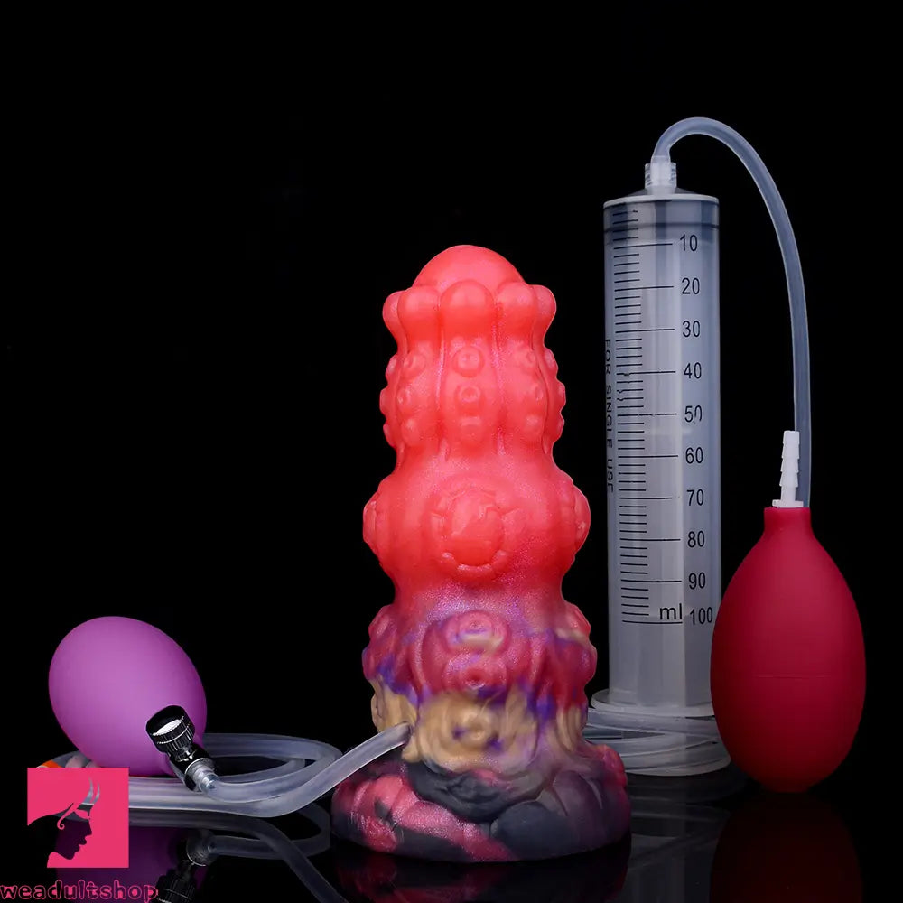 5.91in Fantasy Weird Silicone Soft Inflatable Spraying Water Dildo For Sex