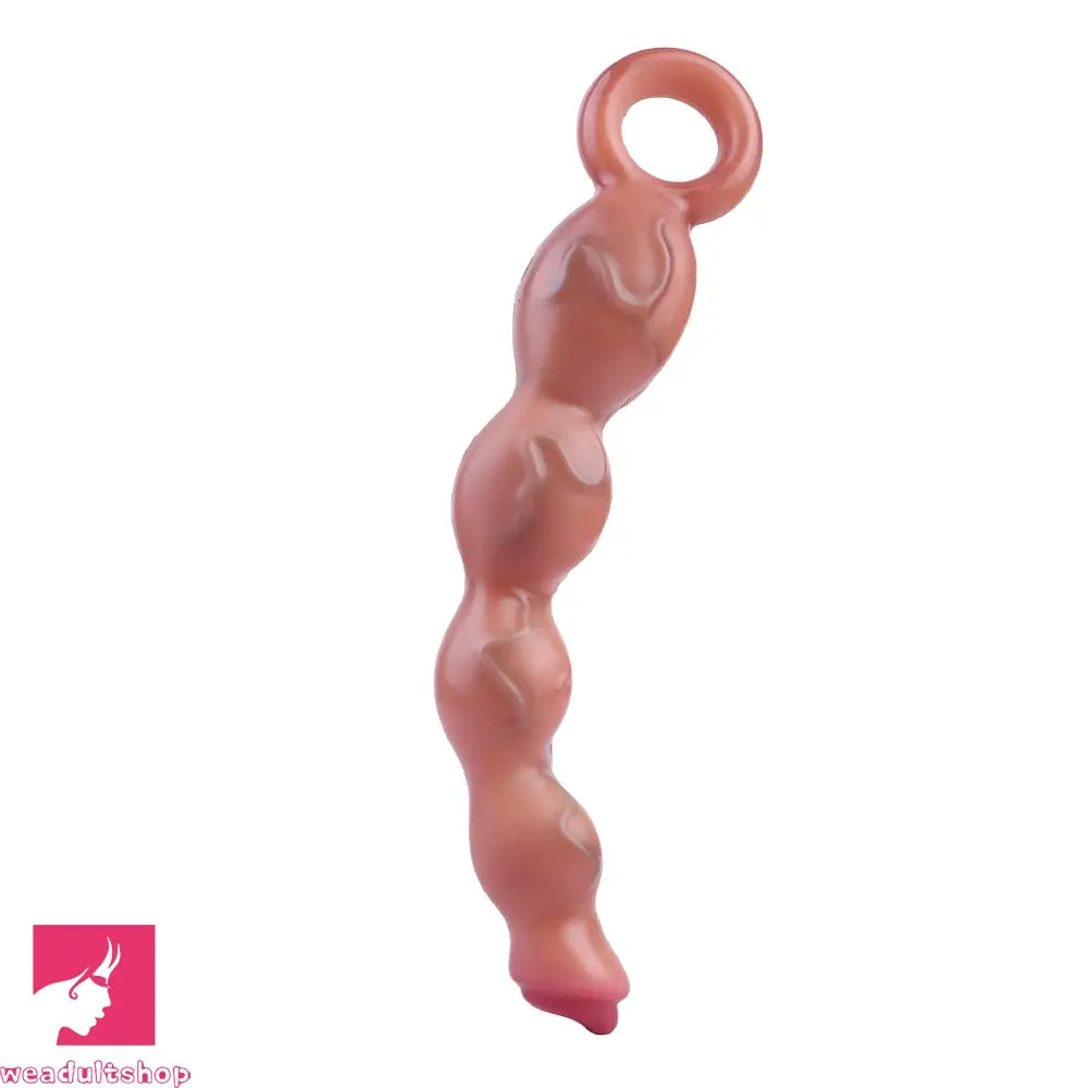 9.8in Big Vibrating Silicone Soft Pulling Beads Cock Dildo With 3 Motors
