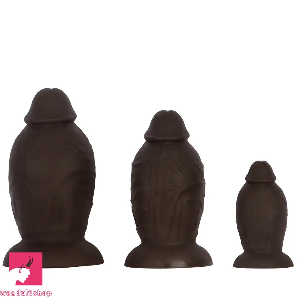 5.9in 8.66in 10.03in Coffee Eggless Large Anal Plug Penis Silicone Anal Dildo