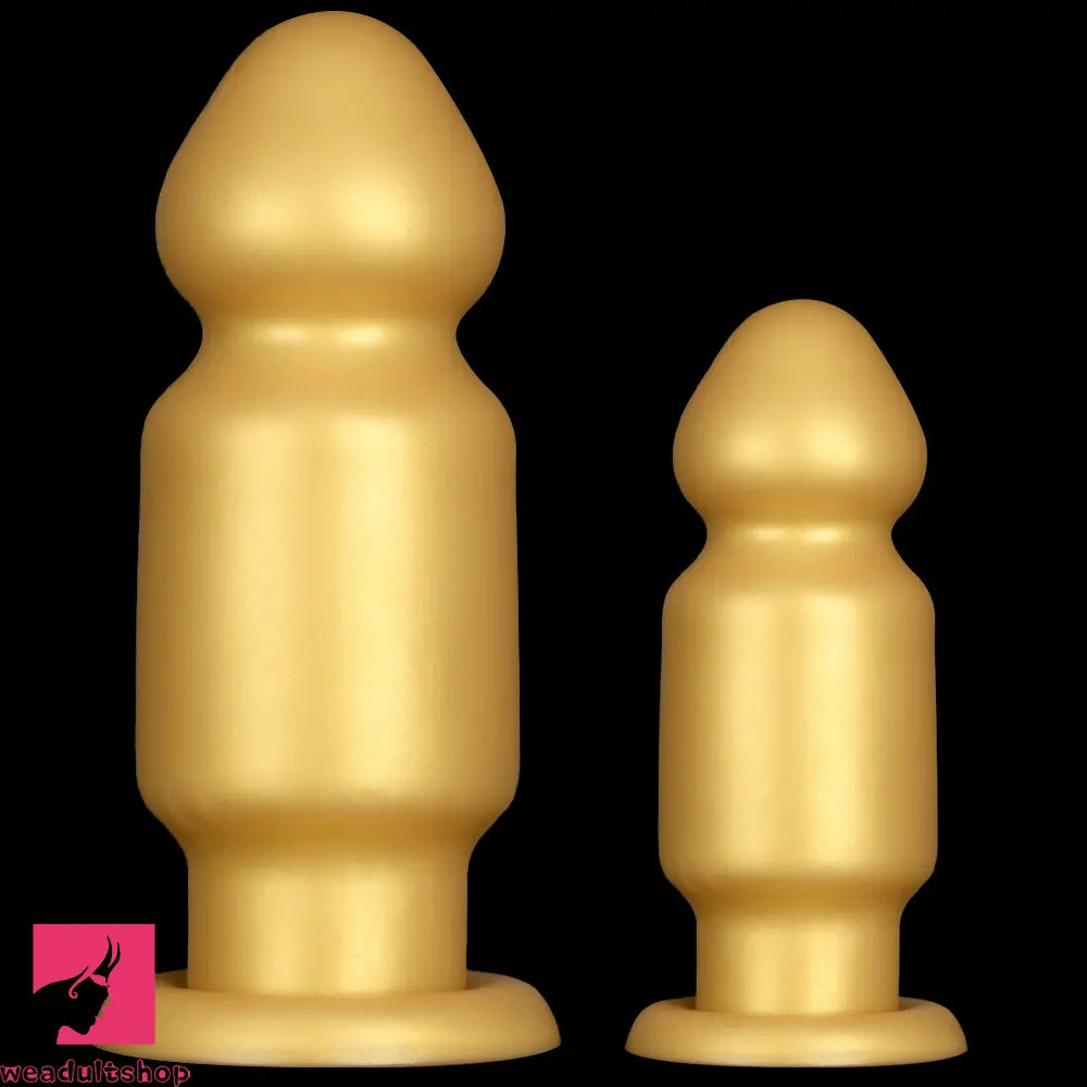 7.87in 11.22in Golden Silicone Soft Big Anal Plug Dildo For Clit Expansion