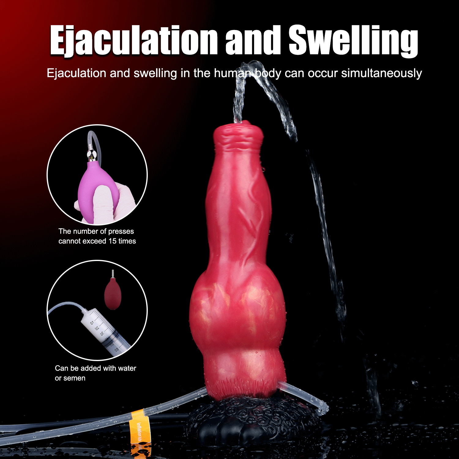 8.46in Knotted Silicone Soft Big Dog Ejaculating Dildo Penis Sex Toy