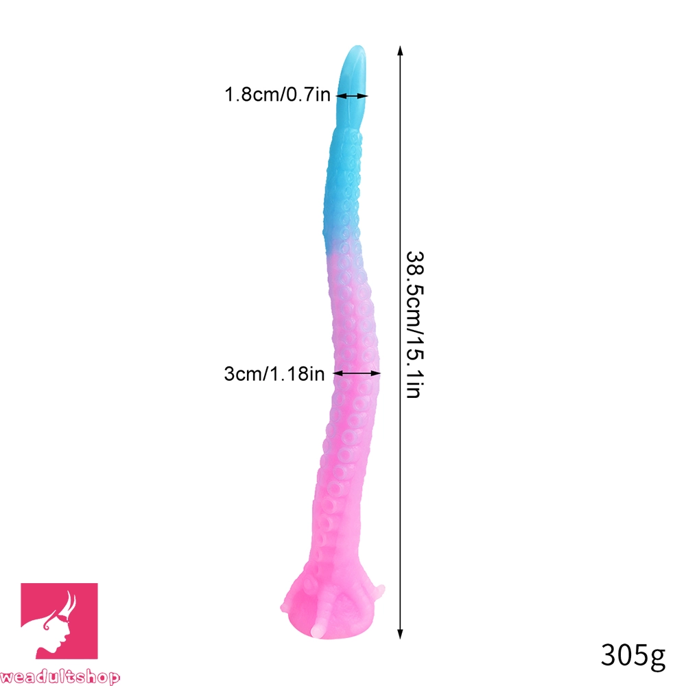 15.1in 17.3in Luminous Silicone Soft Long Big Tentacle Octopus Penis Dildo