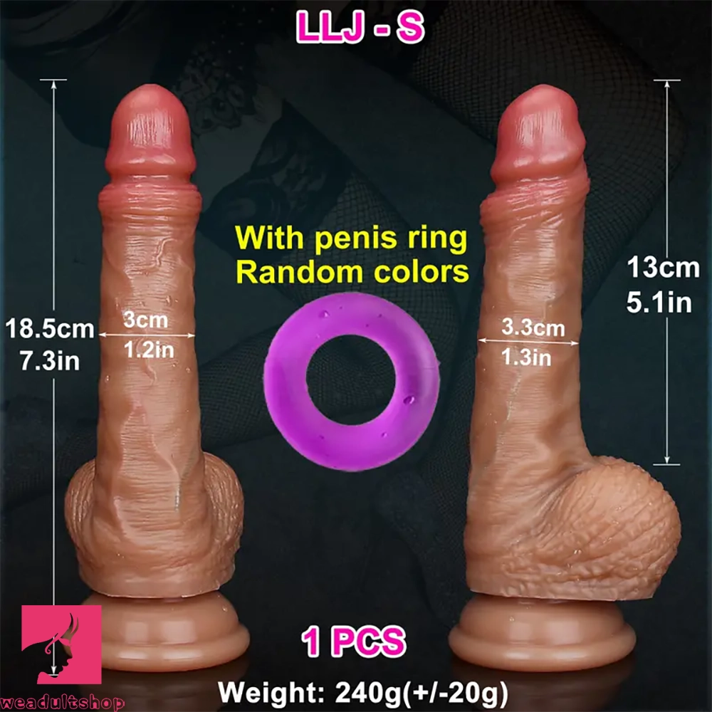 7.3in 8.6in Soft Realistic Adult Prostate Cock Double Layer Silicone Dildo