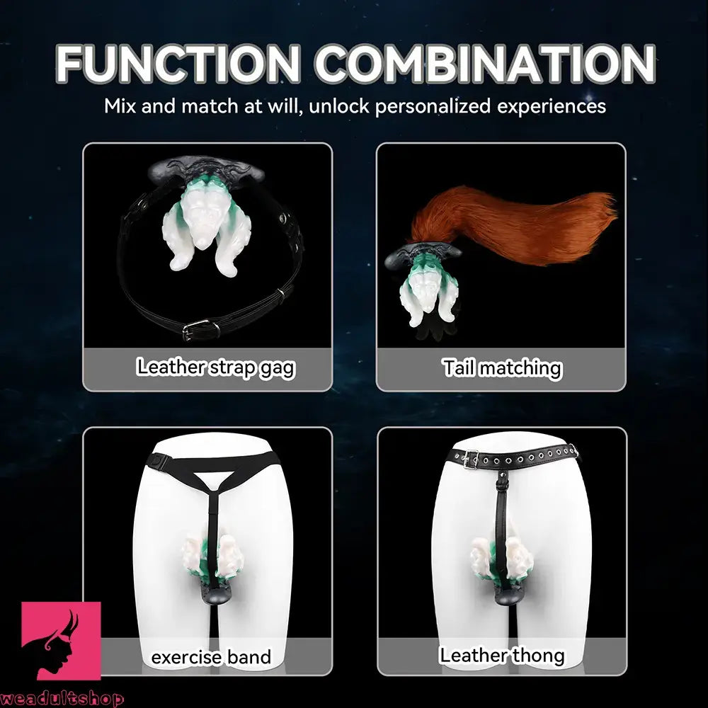 4.25in 5.15in 6.22in Odd Anchor Strap on Vibrating Mouth Gag Tentacle Dildo